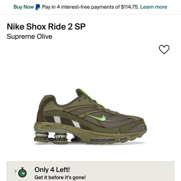 Supreme x Shox Ride 2 'Neutral Olive' - Picture 2 of 3
